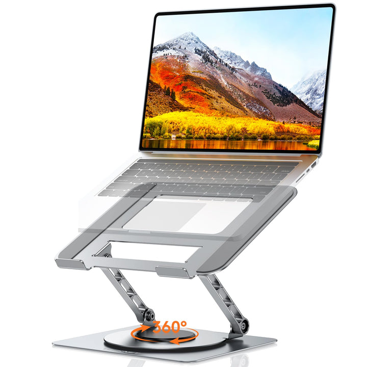 TECKNET 360° Laptop Ständer Höhenverstellbar, Verstellbarer Notebook Halterung aus Metall mit Doppel