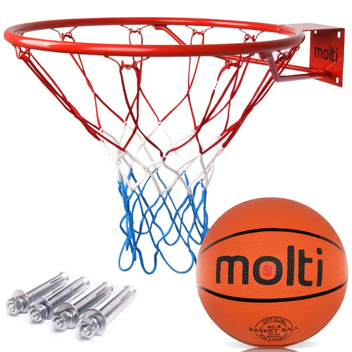 HangRing Basketballkorb Set mit Ball Netzt und Befestigungsschrauben Basketball Basketballring Durch