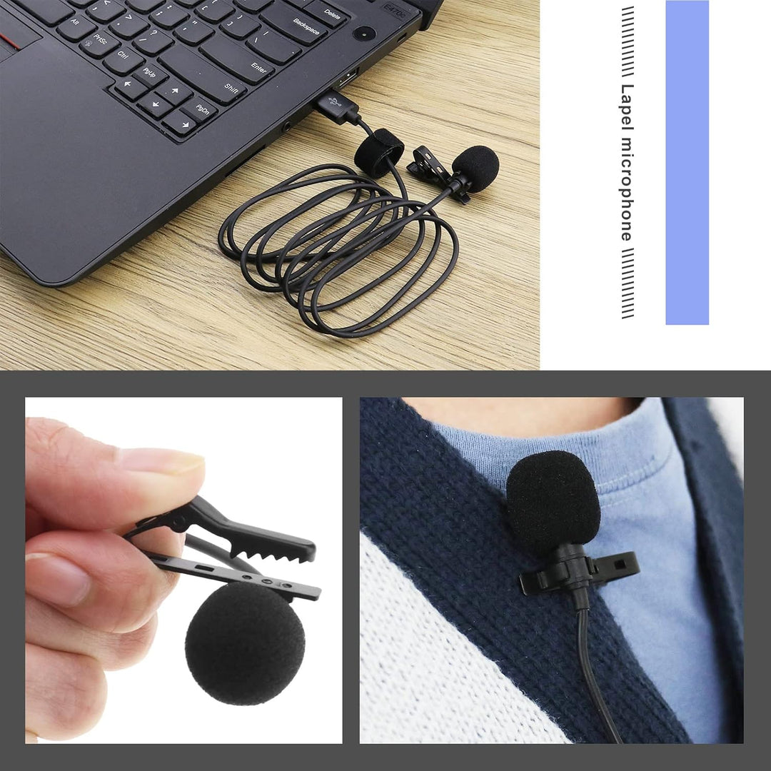 USB-Lavalier-Mikrofon Ersatz USB-Revers-Clip-on-Mikrofon Omnidirektionales Kondensator Lavalier Reve