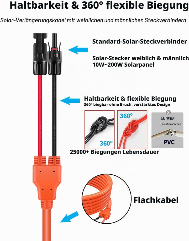 Tonton 9 Meter Solarkabel 6mm² mit Solarstecker, 10AWG Verlängerungskabel für Solaranlagen, Photovol