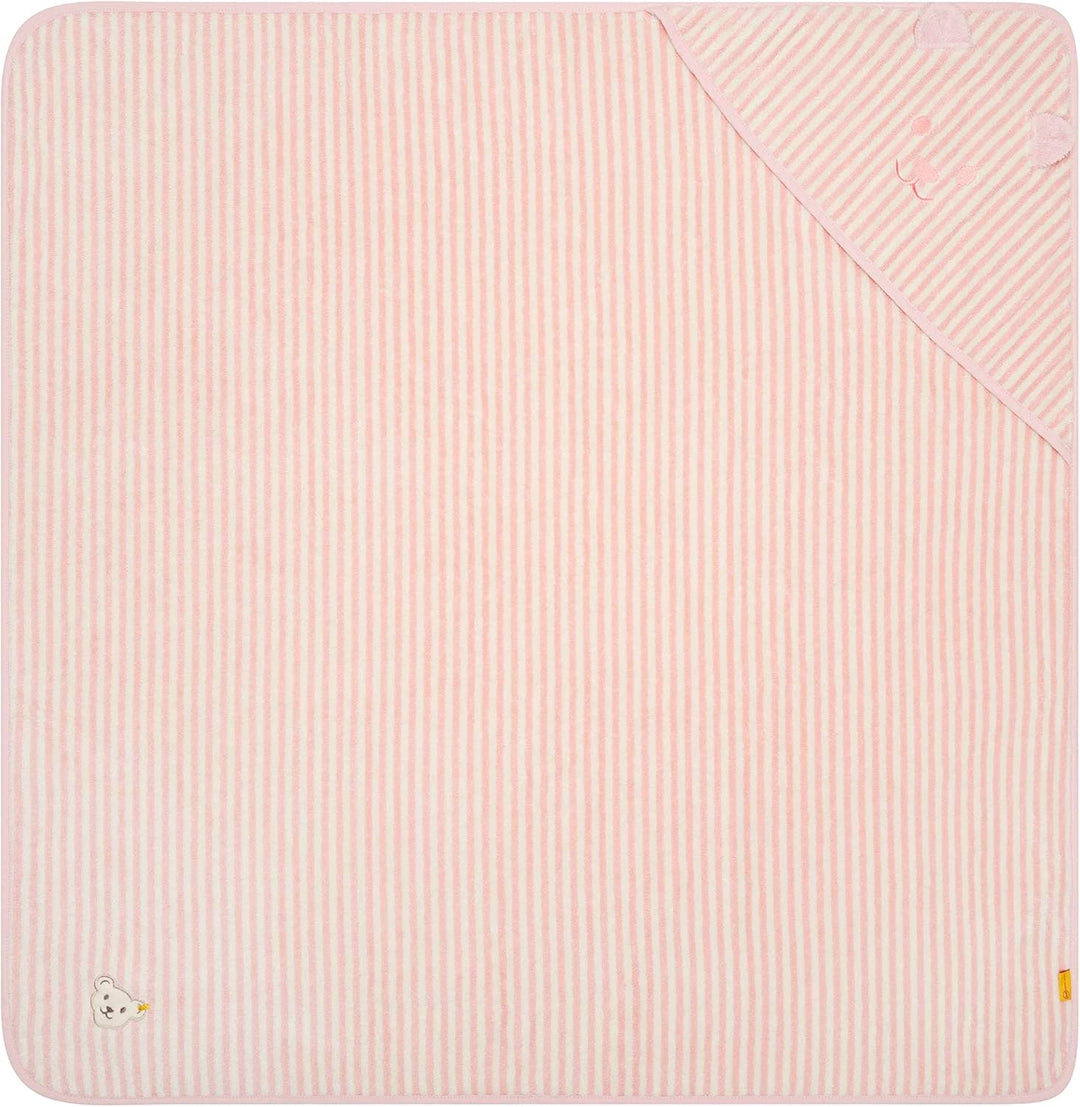 Steiff Baby Unisex Badetuch, Weiches Handtuch mit Kapuze aus Baumwolle, 100 x 100 cm One Size Silver