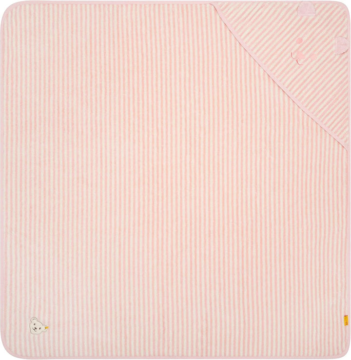 Steiff Baby Unisex Badetuch, Weiches Handtuch mit Kapuze aus Baumwolle, 100 x 100 cm One Size Silver