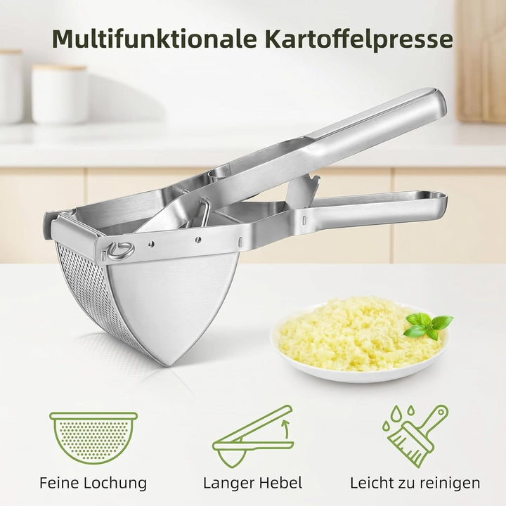 DULCE DOM Kartoffelpresse Edelstahl, Robustes Gemüse- & Obstpassiergerät für Cremiges Püree, Ergonom