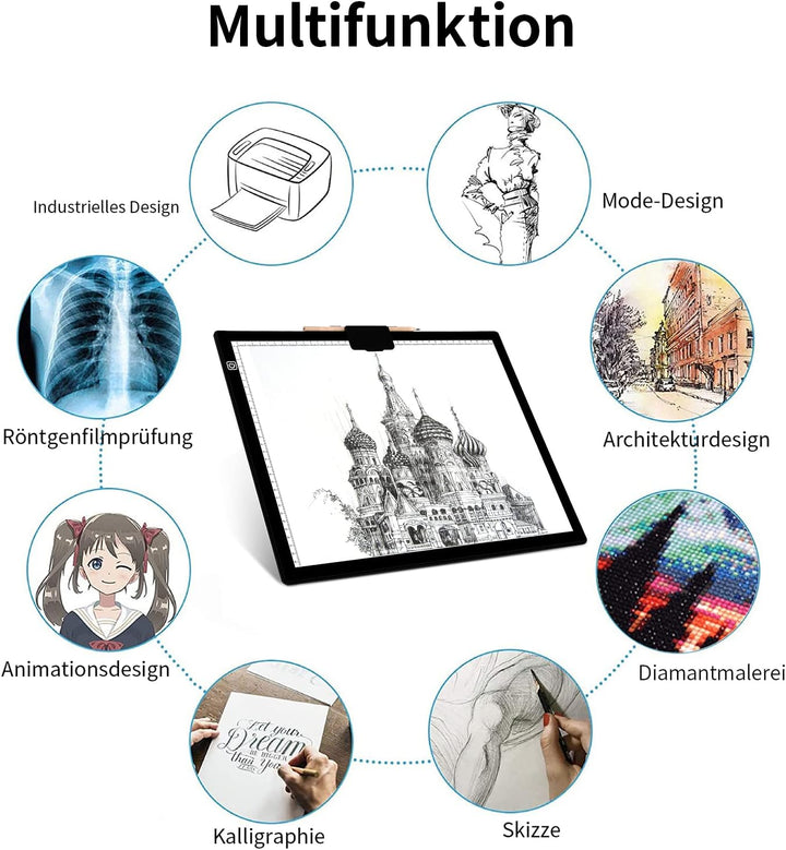 A3 Lichtkasten für Zeichnung Portable einstellbare Helligkeit Led Light Pad Tracing Light Board mit