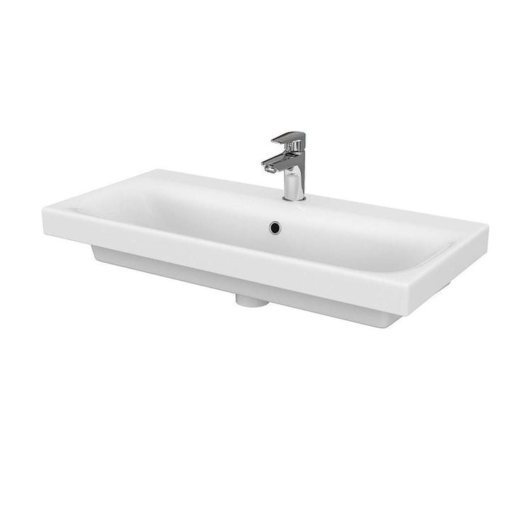 VBChome Kollektion Moduo slim 80cm x 38cm Waschtisch für Unterschrank Einbau Waschbecken mit Überlau