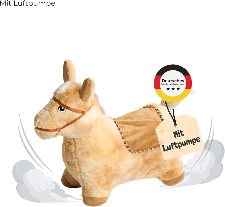 Bayer Chic 2000® Aufblasbares Hüpftier – Braunes Pferd –Mit weichem abnehmbarem Bezug & Luftpumpe –