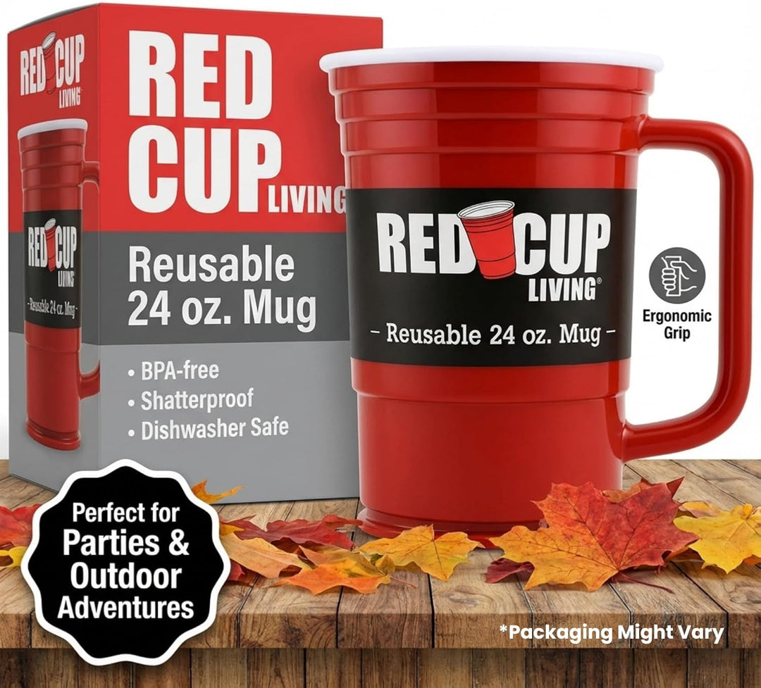 Red Cup Living Wiederverwendbare Plastik-Kaffeetasse und Bierbecher – Grosse 24 oz rote Plastikbeche