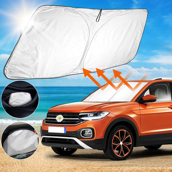 SHAOHAO V W T-Cross 2018 2019 2020 2021 2022 Exklusiv Sonnenblende Silber beschichtetes Gewebe faltb
