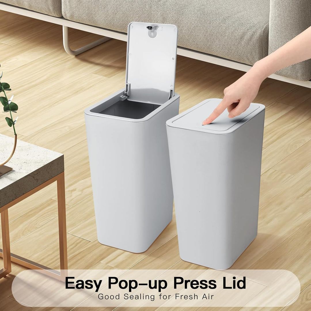 JOTOM 3er Set Mini Mülleimer Badezimmer mit Pop-Up Deckel, 10L moderner Abfalleimer Papierkorb Trash