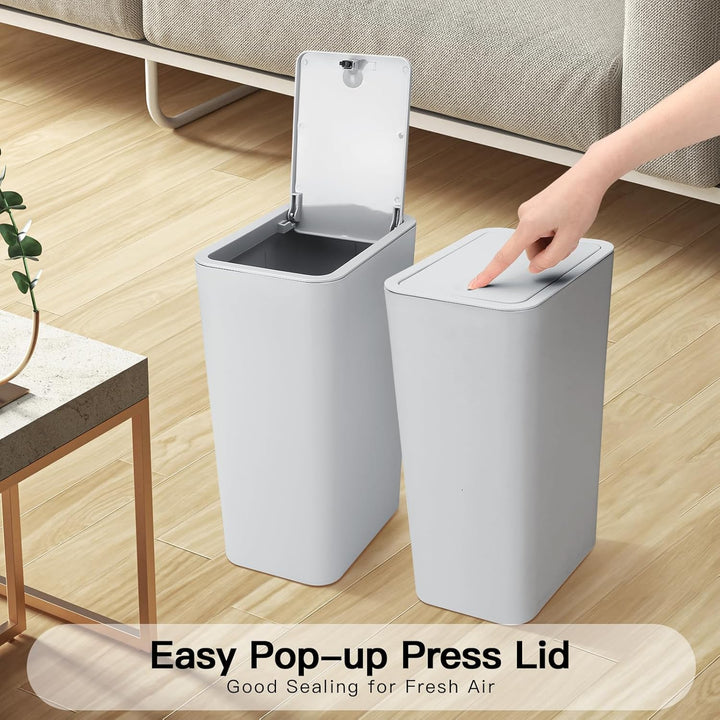 JOTOM 3er Set Mini Mülleimer Badezimmer mit Pop-Up Deckel, 10L moderner Abfalleimer Papierkorb Trash