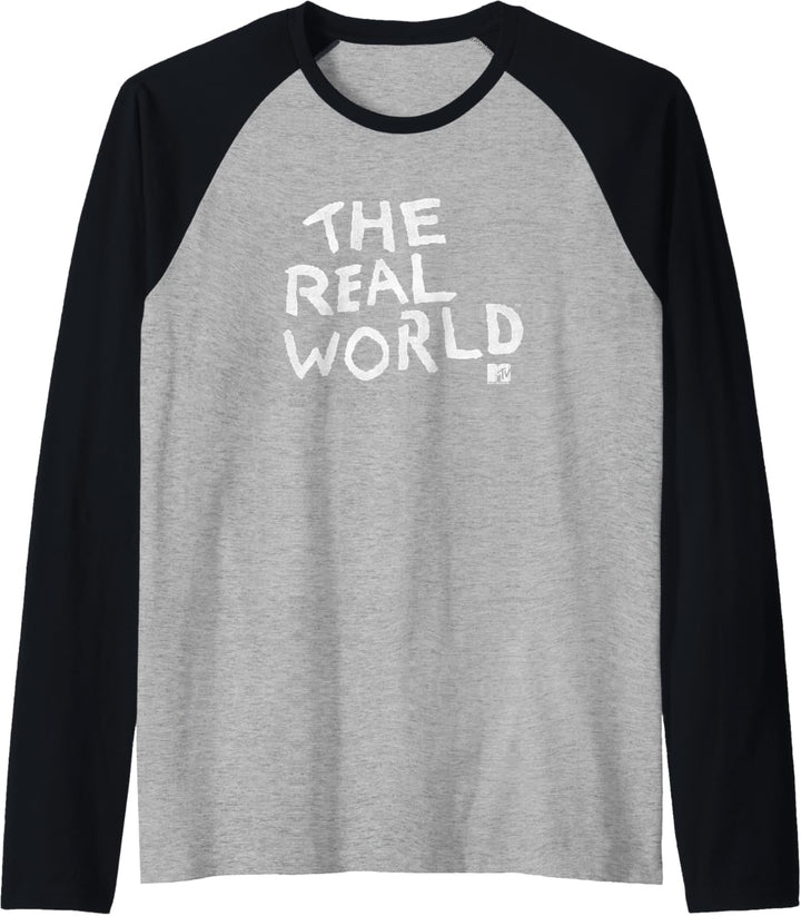 MTV The Real World White Text Title Logo Raglan