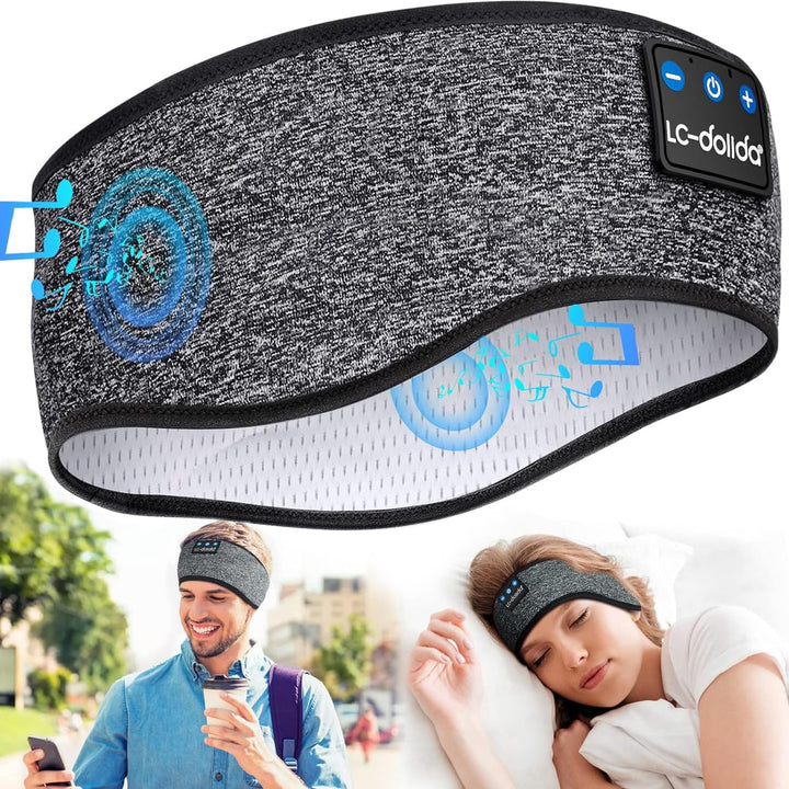 LC-dolida Schlafkopfhörer Bluetooth 5.4, Schlaf Stirnband Kopfhörer Headband Schlafmaske, Sportskopf