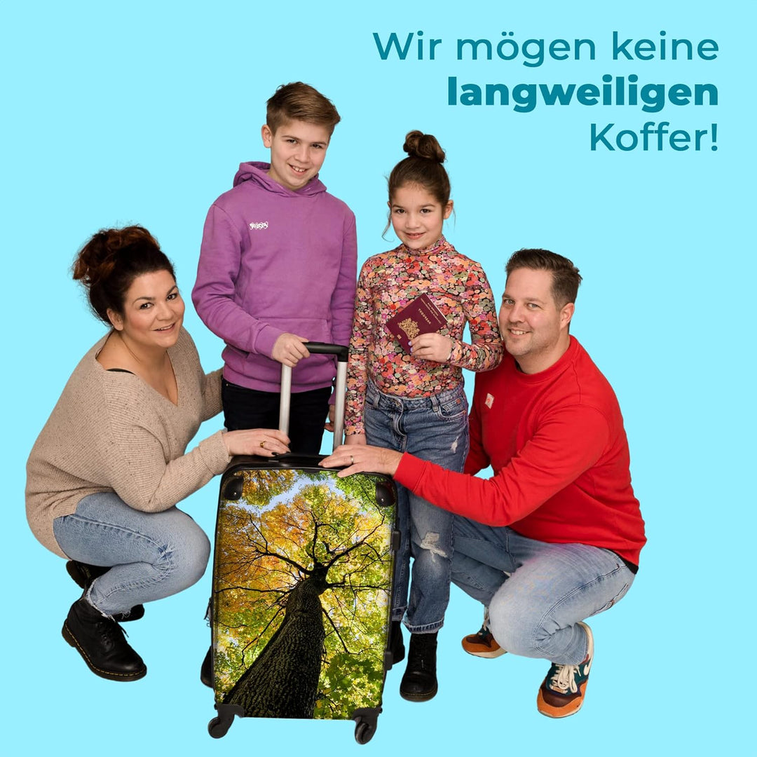 NoBoringSuitcases.com® Koffer gross Trolley Rollkoffer Reisekoffer mit 4 Rollen Fotokoffer - Bäume -