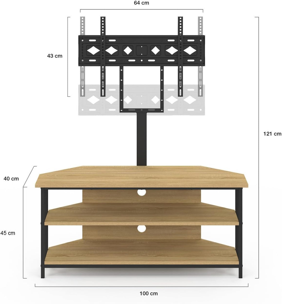 IDMarket - TV-Schrank 100 cm Ecke Detroit mit Regalen und TV-Halterung verstellbar von 32 bis 70 Zol