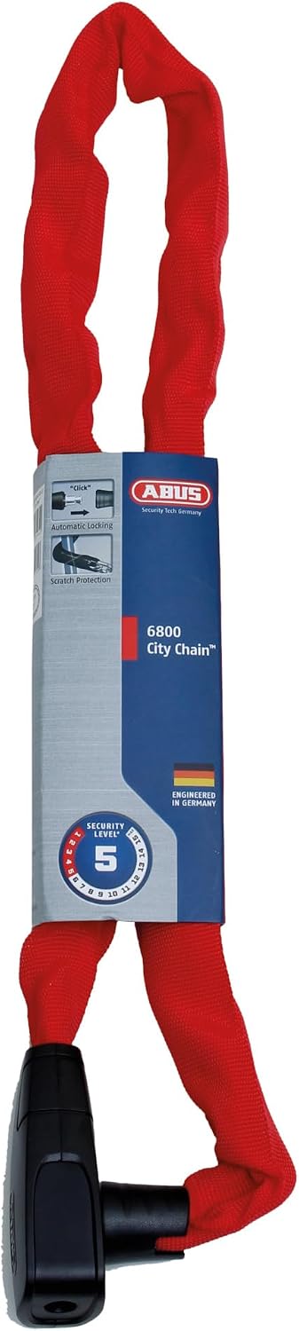 ABUS Kettenschloss CityChain 6800 - Fahrradschloss aus gehärtetem Stahl - mit Textilschlauch und pra