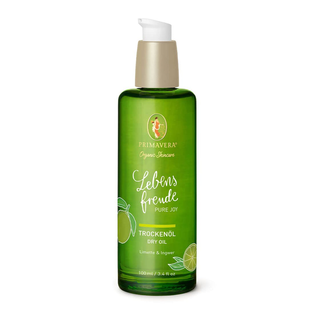 PRIMAVERA Lebensfreude Trockenöl 100 ml – Naturkosmetik – Limette, Ingwer Duft – schnell einziehend,