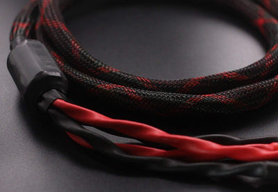 KK CABLE k4B-2B Bi-Wire Lautsprecherkabel (2 Bananenstecker - 4 Bananenstecker), 1 Paar Set (insgesa