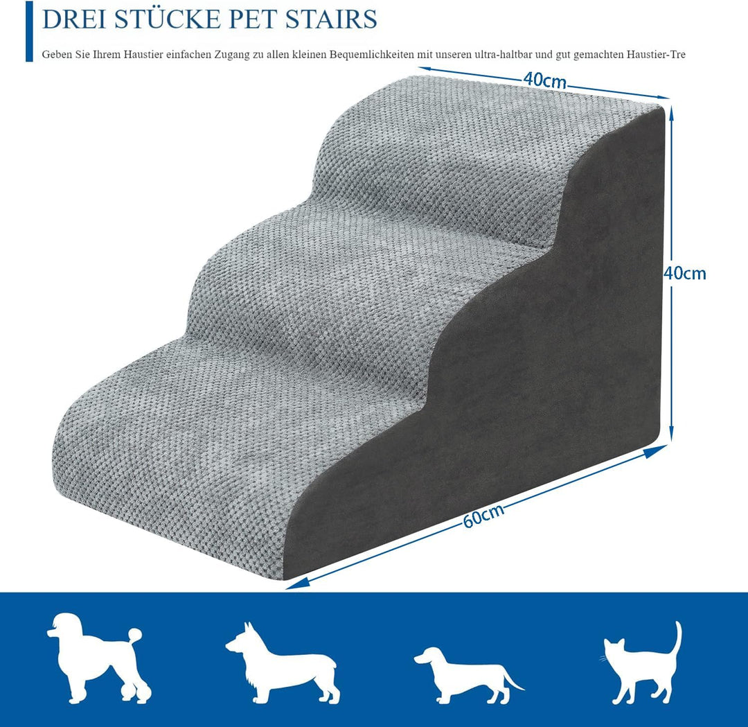 Hundetreppe 3 Stufen, Haustiertreppe für kleine Hunde, Bett, Sofa, wasserdichte Katzentreppe, rutsch