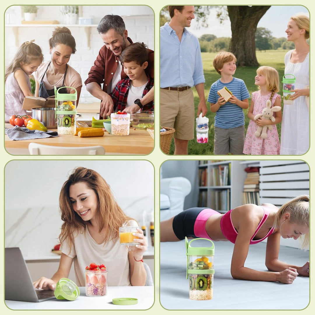 Luxear Müslibecher to Go, Grösser Joghurtbecher to go, Doppelschicht Müslibecher mit Löffel für Früh