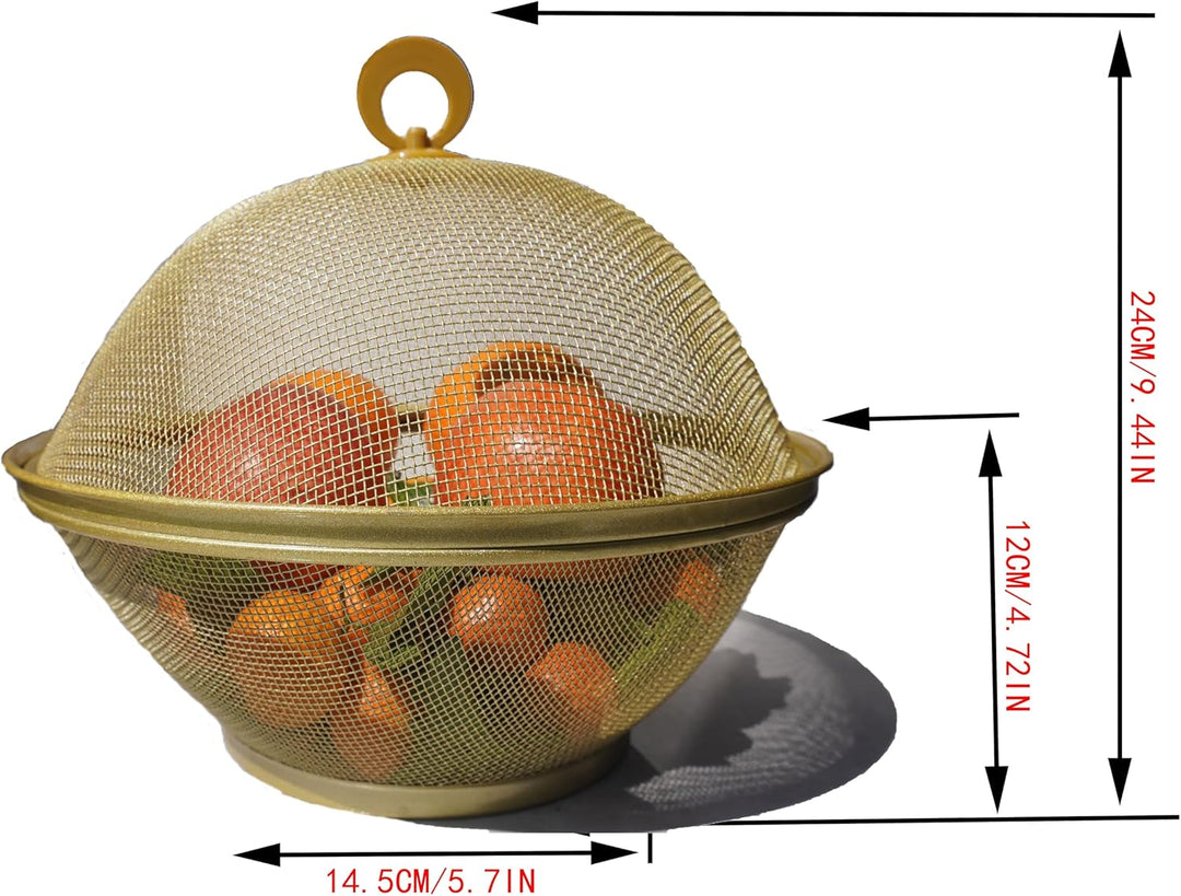 Obstschale mit Deckel, Obstkorb aus Metall - Netz-Obstschalen in Mehreren Farben, Langlebiger & Deko