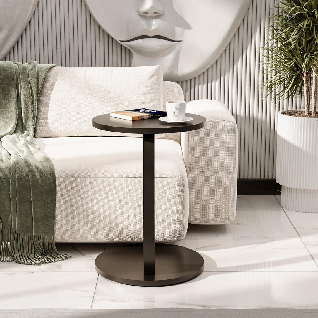 Tubibu C Form Kleiner Beistelltisch, Runder Tisch als Ablagefläche für Couch und Sofa mit Rollen, Ro
