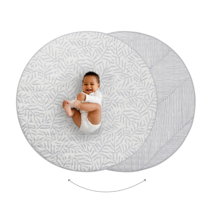 Toddlekind Krabbeldecke für Babys, Blattmuster, handgenäht, Baby-Spielmatte aus Bio-Baumwolle, 125 c