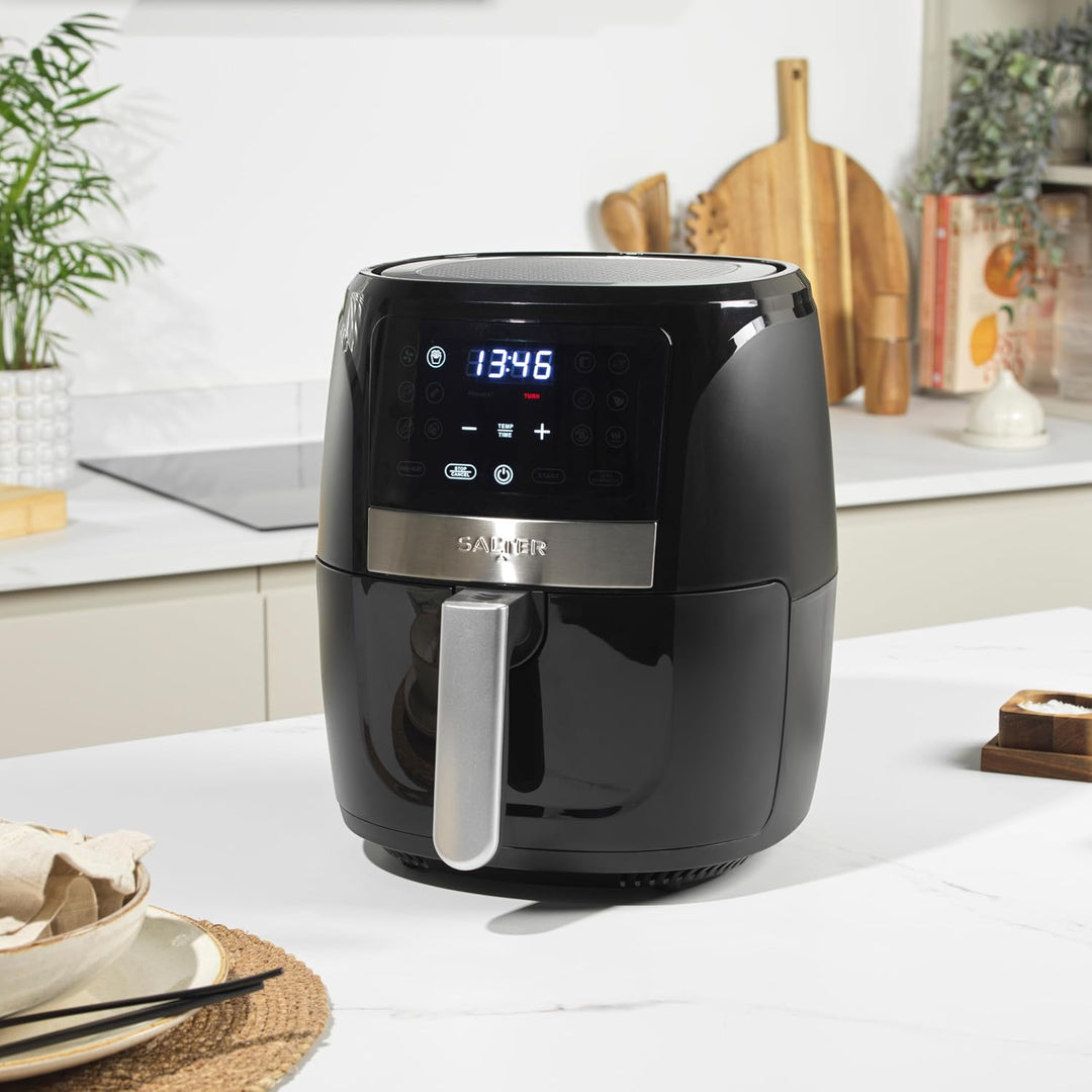 Salter EK6179VDE Digitale Heissluftfritteuse – 5,7 l ölfreie Fritteuse, 12 Kochfunktionen, wenig ode