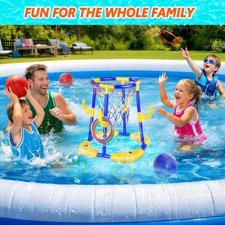 Pool Basketballkorb Set_Schwimmender Basketballkorb Blue-Yellow, Blue-Yellow
