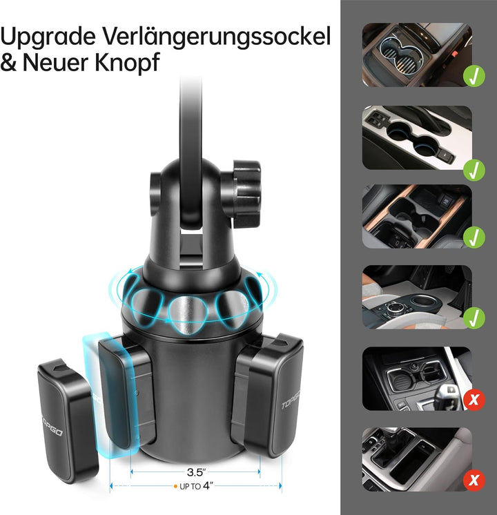 Kfz-Becherhalter, Handyhalterung, verstellbar, Getränkehalter für Smartphones