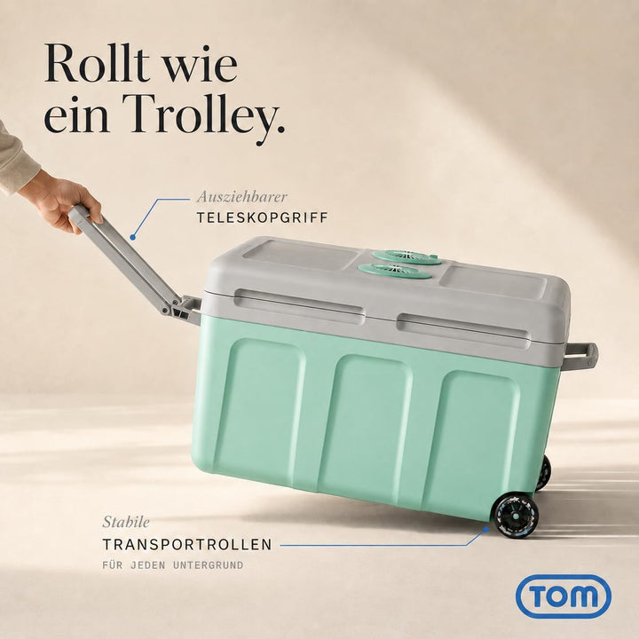 TOM 2in1 XXL Kühlbox 40l mit Kühl- und Heizfunktion – elektrische Coolbox mit Rollen – 230V &amp; 12V St