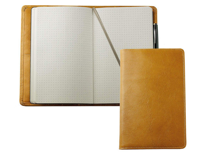 DELMON VARONE - Personalisierbares Notizbuch Etui DIN A5 aus Premium Vintage Anilin Leder braun, Bla
