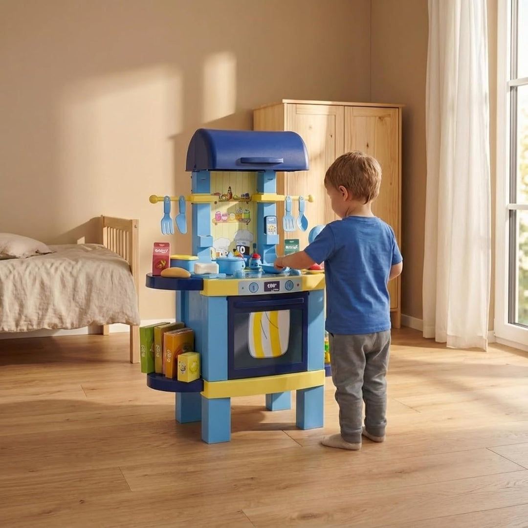Chicos - Bluey Spielküche 2 in 1 & Kindergrill | Grosse Kinderküche mit 32 Zubehörteilen | Rollenspi