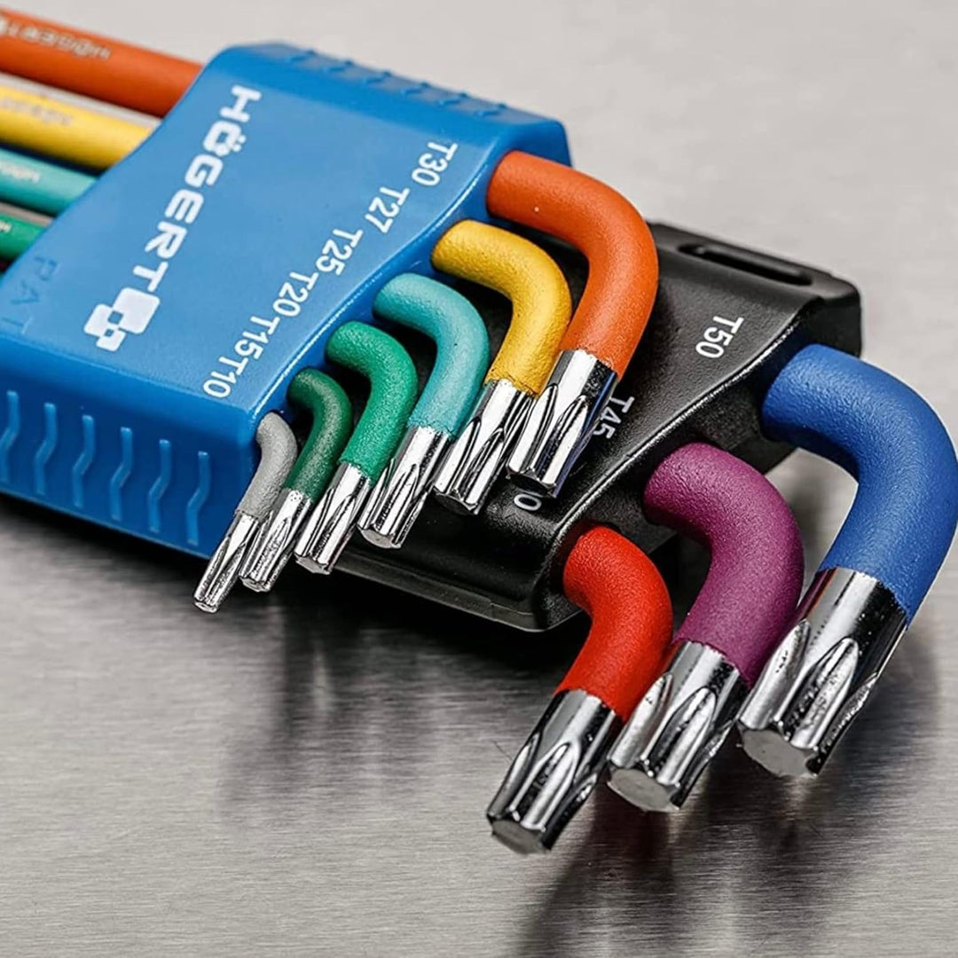 Högert Technik - TORX Set Schlüssel 9 Stück T10-T50, Schraubendreher Imbus 6kant Schlüssel Set Winke