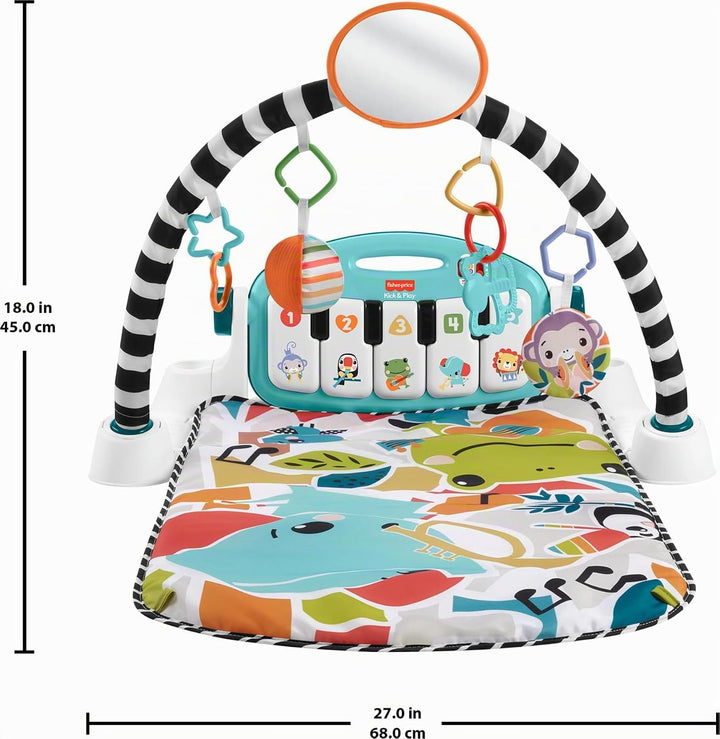 Fisher-Price Kontrast Kick & Play Pianospieldecke für Babys, Spielspass Pianospieldecke, tragbares M