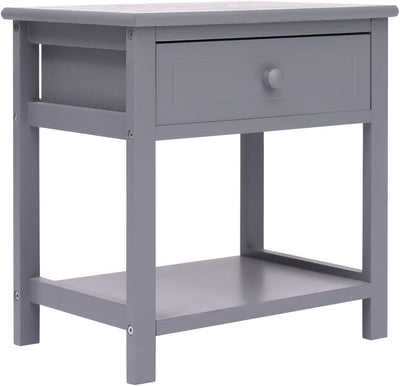 FIRBNUS Bedside Table Nachtkonsole Night Stand Nachttische 2er Set Grau 40x29x42 cm Paulownia Holz B