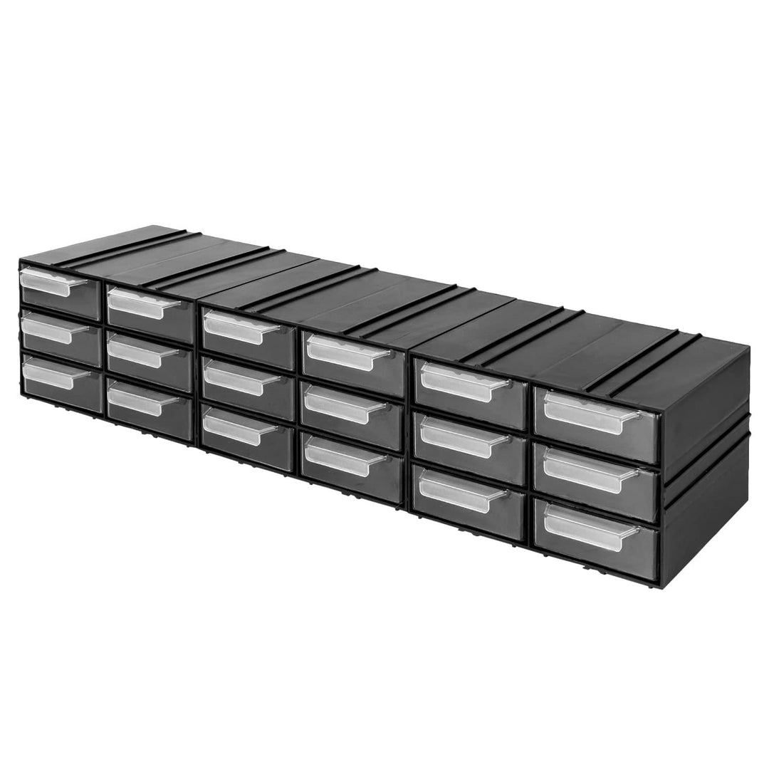 Aufbewahrungsbox mit Schubfächern Sortimentskasten - 18 Stück Transparent Schubladen - 690 x 155 x 1