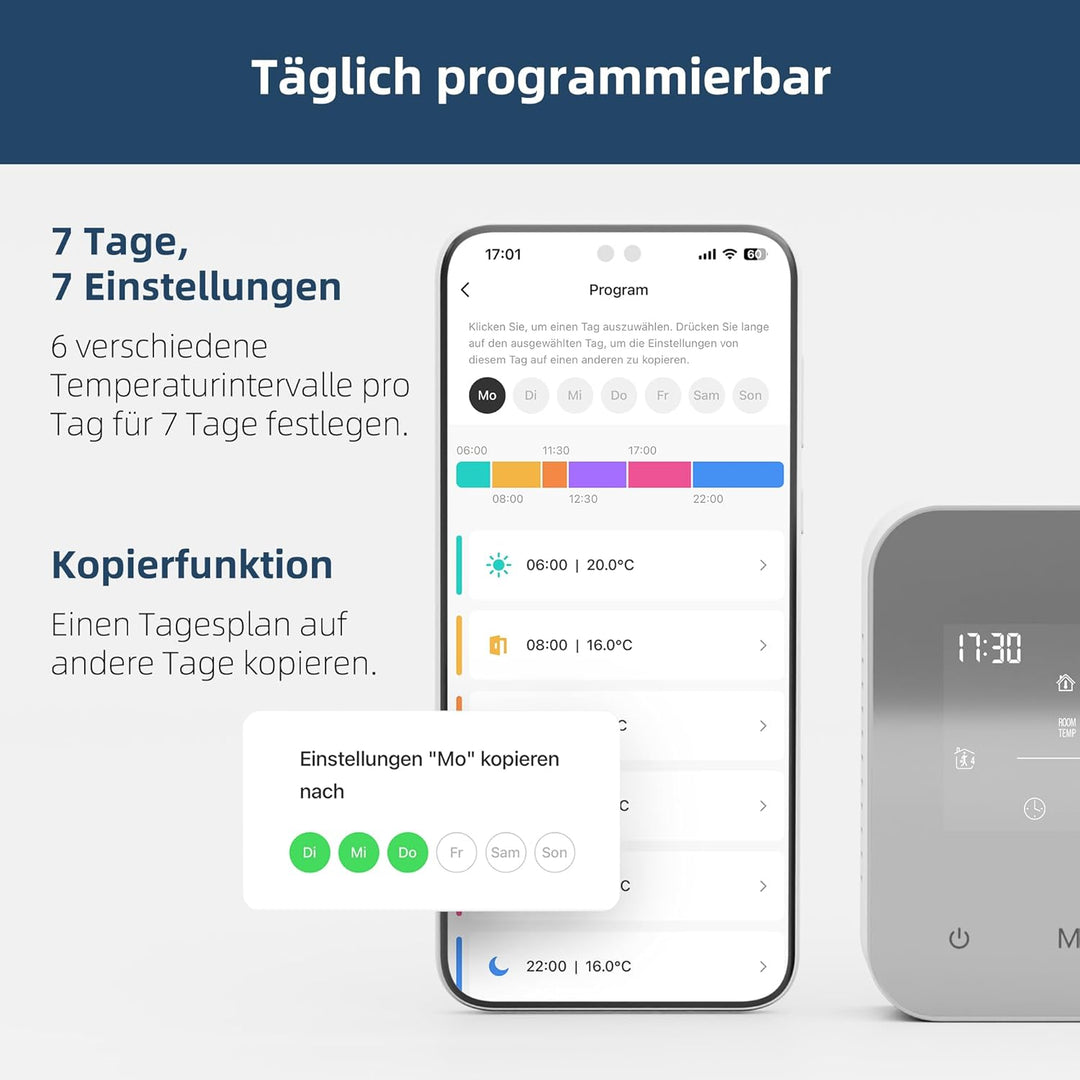 Beok WiFi Thermostat Für Gaskessel, Tuya Smart Raumthermostat Thermostate Heizung Digital LCD-Anzeig
