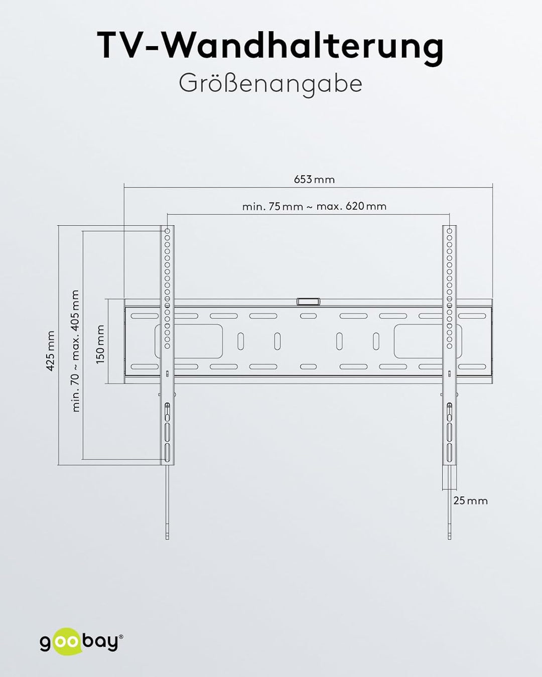 Goobay 49891 TV-Wandhalterung Pro Fixed (L), 37" bis 70" (94 cm – 178 cm), 50 Kg, einfache & sichere
