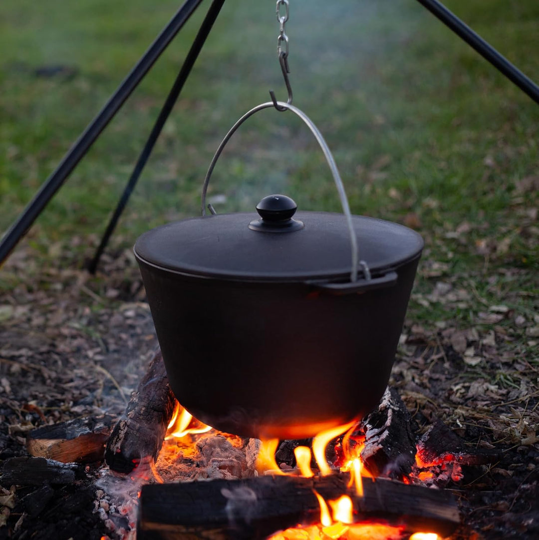 Сamping Topf Kazan 8L aus Gusseisen mit Bügel und Gusseisendeckel BRIZOLL Schwenktopf Campingtopf Gu