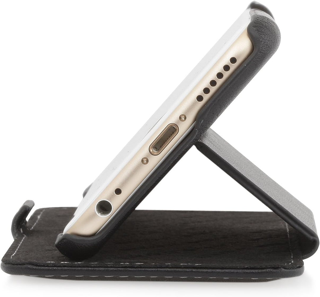 STILGUT Leder-Hülle kompatibel mit iPhone 6 Book Type mit Standfunktion, schwarz Nappa, Schwarz Napp