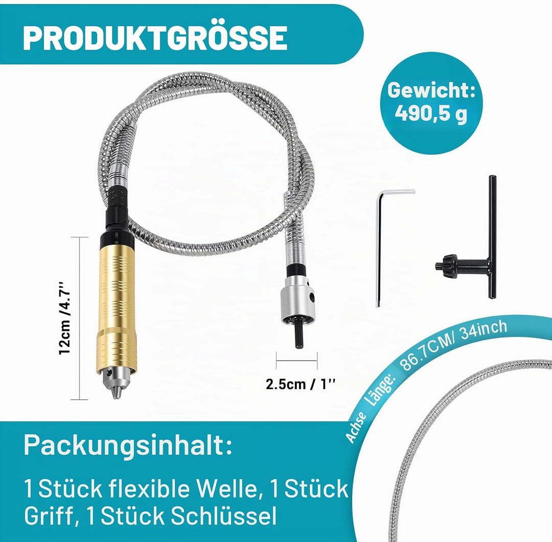 Drehschleifer Werkzeug Flexible Flex Welle Passt+ 0,3-6,5mm Handstück Für Bohrmaschine Drehwerkzeug