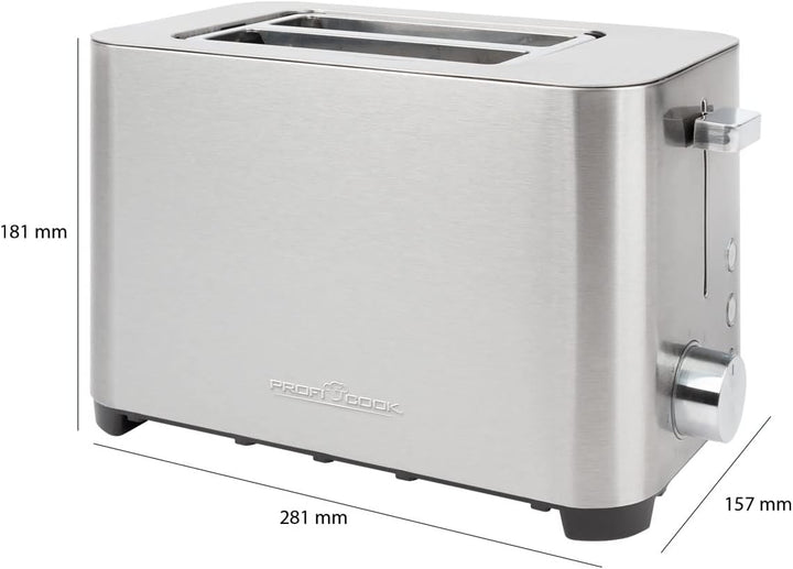 ProfiCook® Toaster | 2 Scheiben-Toaster | Edelstahlgehäuse | Wide Slot | Brötchenaufsatz (abnehmbar)