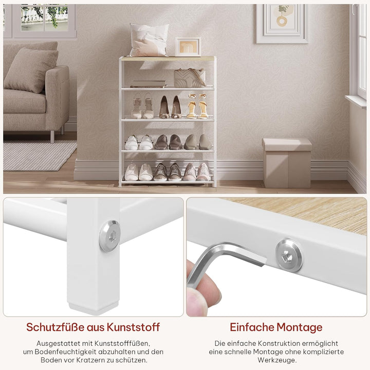 WOLTU Schuhregal mit 4 Ebenen, Schuhständer Metall, Schuhaufbewahrung platzsparend, Schuhorganizer f