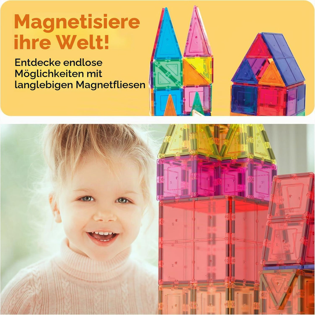 PicassoTiles 61-Piece Magnetic Building Block 61-Piece Set Magnetic Tile Construction Toy Learning K