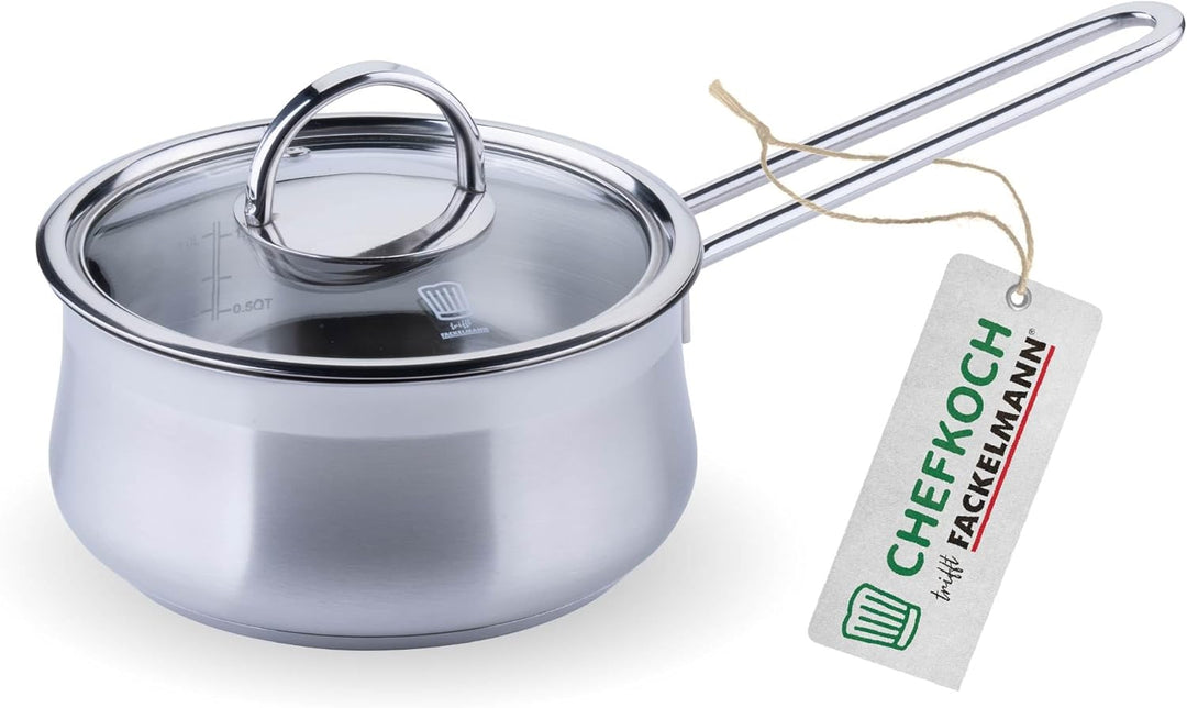 FACKELMANN Chefkoch Sossen-Topf Ø16 cm München aus Edelstahl – Hochwertiger Kochtopf Ausschüttfunkti