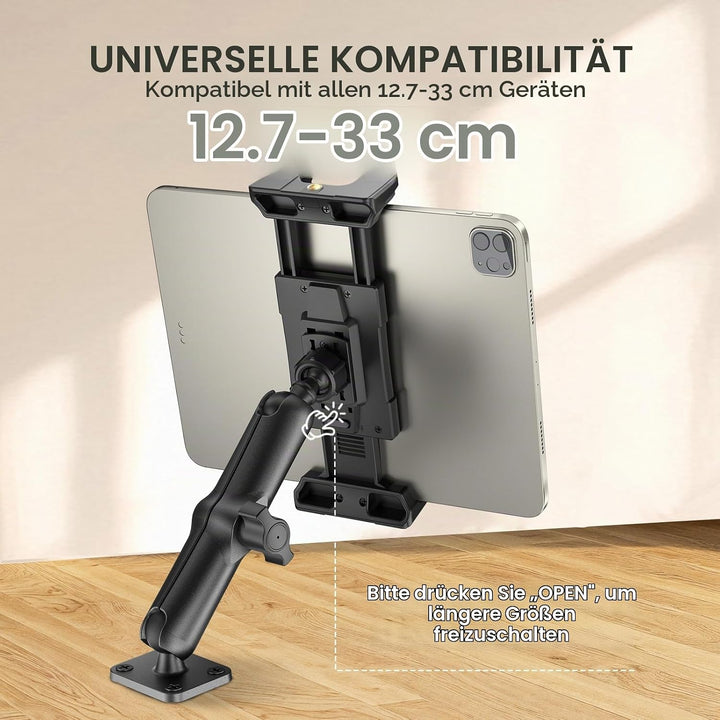 OHLPRO Tablet Halterung Auto aus Aluminium mit Hochleistungs Bohrerbasis, LKW iPad Halter mit 15 cm