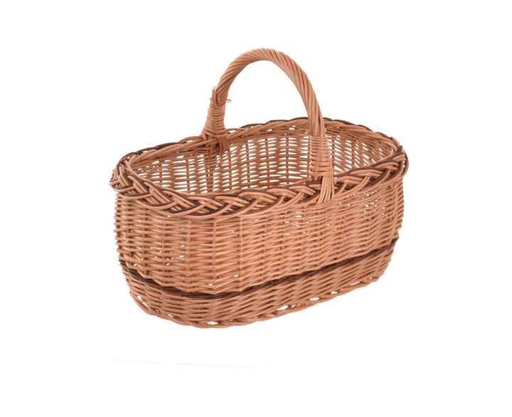 Kleiner Weidenkorb Einkaufskorb mit Henkel 36×23×27 cm – Geflochtener Flechtkorb aus Vollweide, Leic