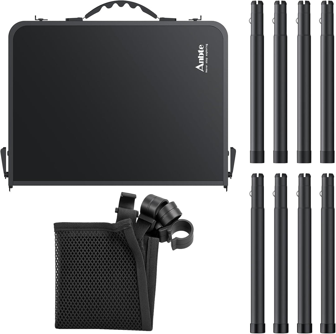 Anbte Campingtisch Klappbar aus Aluminium 3 Höhenverstellbar Koffertisch mit Aufbewahrungsnetz Tragb