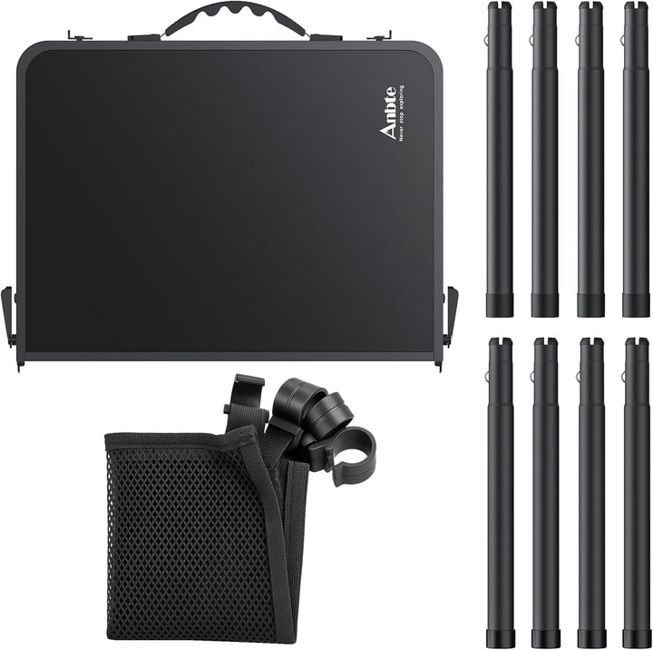 Anbte Campingtisch Klappbar aus Aluminium 3 Höhenverstellbar Koffertisch mit Aufbewahrungsnetz Tragb