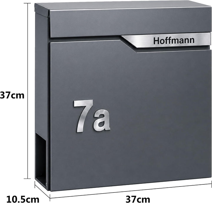 Zedelmaier Design Briefkasten mit Zeitungsfach Anthrazit RAL 7016 Personalisierter - Wandbriefkasten